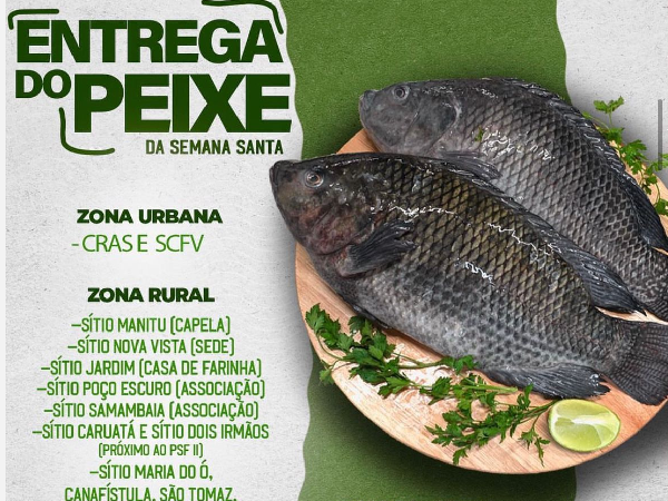 ATENÇÃO!!!

 Locais de distribuição dos peixes da Semana Santa.